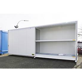 Isolierter Regalcontainer BAUER CEH 81-2, Stahl, Schiebetor, B 8400 x T 1550 x H 3190 mm, weiß