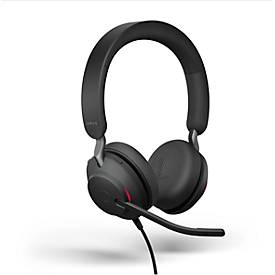 Jabra On-Ear Headset Evolve2 40 MS Stereo, binaurale, USB-A, bedraad, 3 digitale MEMS microfoons, zwart
