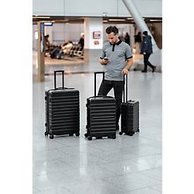 JSA Reisekoffer-Set 3-teilig, Tragegriff, TSA-Schlösser, Teleskopsystem, 360° Leichtlaufrollen, ABS, schwarz