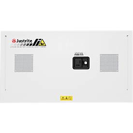 Justrite Akku-Ladeschrank, für Lithium-Ionen-Akkus, abschließbar, mit Belüftung, Stahl, B 1092 x T 457 x H 610 mm, grau