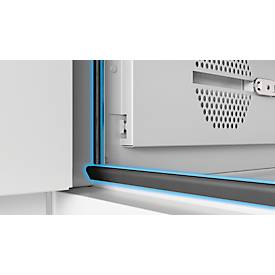 Justrite Akku-Ladeschrank, für Lithium-Ionen-Akkus, abschließbar, mit Belüftung, Stahl, B 1092 x T 457 x H 610 mm, grau