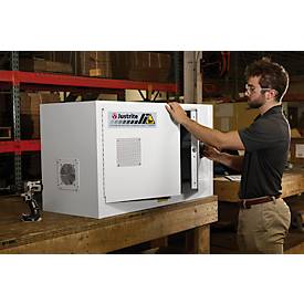 Justrite Akku-Ladeschrank, für Lithium-Ionen-Akkus, abschließbar, mit Belüftung, Stahl, B 1092 x T 457 x H 610 mm, grau