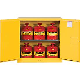 Justrite FM-Sicherheitsschrank Classic Sure-Grip® EX, für entzündbare Flüssigkeiten, bis 114 Liter, selbstschließend, gelb