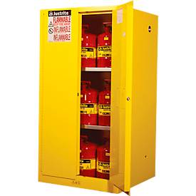 Justrite FM-Sicherheitsschrank Classic Sure-Grip® EX, für entzündbare Flüssigkeiten, bis 227 Liter, manuell schließende Türen, gelb
