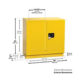 Justrite FM-Sicherheitsschrank Undercounter Sure-Grip® EX, für entzündbare Flüssigkeiten, bis 83 Liter, manuell schließende Türen, gelb