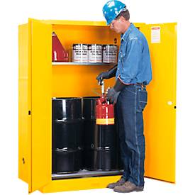 Justrite FM-Sicherheitsschrank Vertical Drum Sure-Grip® EX, für 1x 200-Liter-Fass, manuell schließende Türen, gelb