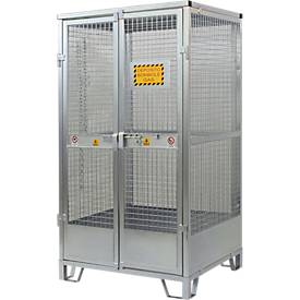 Justrite Gasflaschenlager, verzinkt, abschließbar, bis 9/12 Gasflaschen, B 1130 x H 2100 x T 960 mm, 155 kg, stahlgrau