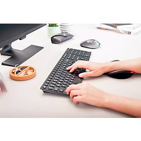 Kabellose Tastatur Cherry KW 9100 SLIM, QWERTZ, Bluetooth/USB-Kabel, B 440 x T 130 x H 15 mm, schwarz-silber