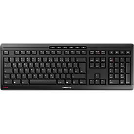 Kabellose Tastatur Cherry STREAM KEYBOARD WIRELESS, QWERTZ, Ziffernblock, 10 Zusatztasten, bis 10 m, USB-A, Blauer Engel, schwarz