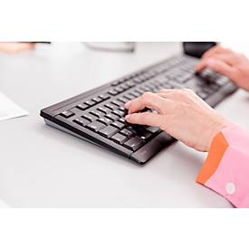 Kabellose Tastatur Cherry STREAM KEYBOARD WIRELESS, QWERTZ, Ziffernblock, 10 Zusatztasten, bis 10 m, USB-A, Blauer Engel, schwarz