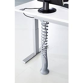 Kabelspirale, Ausziehhöhe 1300 mm, Ø 90 mm, vertikal bis zum Boden, universell, Kunststoff, silbergrau