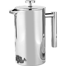 Kaffeebereiter, rund, doppelwandig, Volumen 1 l, spülmaschinenfest, Ø 105 x H 220 mm, Edelstahl poliert, silber