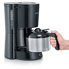 Kaffeemaschine Severin KA 4835, 1000 W, für bis zu 8 Tassen, Abschaltautomatik, Tropfverschluss, Wasserstandsanzeige, mit Edelstahlkanne, schwarz