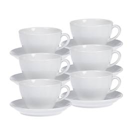 Kaffeetassen-Set BISTRO, 6 Tassen & Untertassen, jeweils 0,2 l, H 65 mm, Porzellan, weiß