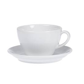 Kaffeetassen-Set BISTRO, 6 Tassen & Untertassen, jeweils 0,2 l, H 65 mm, Porzellan, weiß