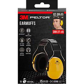 Kapselgehörschutz 3M PELTOR H510A, verstellbarer Kopfbügel mit Polsterung, SNR-Wert 27 dB, ABS-Kunststoff/Schaumstoff/PVC, gelb