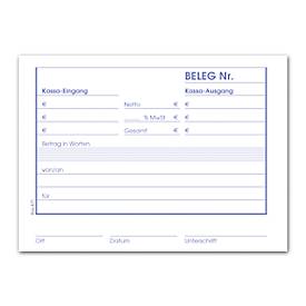 Kassa Ein/Aus A6 quer 100 Blatt