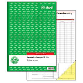 Kassenabrechnung Sigel SD006, selbstdurchschreibend, DIN A4, 2 x 40 Blatt