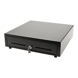 Kassenschublade Olympia LD 410AT Easy Push, öffnet sich durch Antippen, 8 Münzfächer und 4 Geldscheinfächer, abschließbar, Metall, schwarz