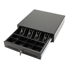 Kassenschublade Olympia LD 410AT Easy Push, öffnet sich durch Antippen, 8 Münzfächer und 4 Geldscheinfächer, abschließbar, Metall, schwarz