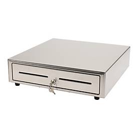 Kassenschublade Olympia LD 410S, 8 Münzfächer und 4 Geldscheinfächer, RJ12, abschließbar, Edelstahl, silber