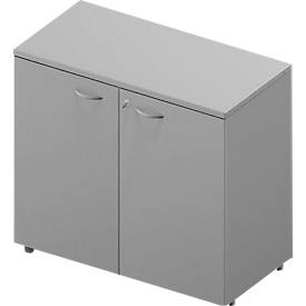 Kast ARLON OFFICE, 2 ordnerhoogten, afsluitbaar, B 900 x D 450 x H 816 mm, lichtgrijs/aluminium