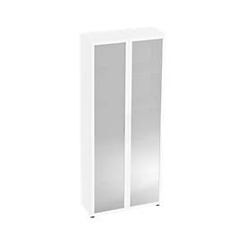 Kast met glazen deuren TARA, 5 ordnerhoogten, B 800 x D 346 x H 1880 mm, wit