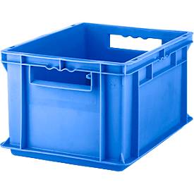Kasten im EURO-Maß EF 4220, L 400 x B 300 x H 220 mm, Inhalt 20,4 l, Tragkraft 15 kg, stapelbar, Polypropylen, blau