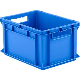 Kasten im EURO-Maß EF 4220, L 400 x B 300 x H 220 mm, Inhalt 20,4 l, Tragkraft 15 kg, stapelbar, Polypropylen, blau