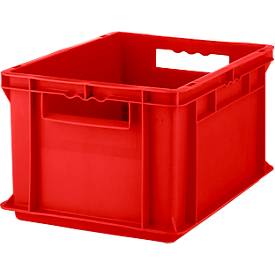 Kasten im EURO-Maß EF 4220, L 400 x B 300 x H 220 mm, Inhalt 20,4 l, Tragkraft 15 kg, stapelbar, Polypropylen, rot