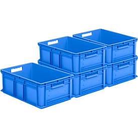 Kasten im EURO-Maß EF 6220, ohne Deckel, 42 l, 5 Stück, blau