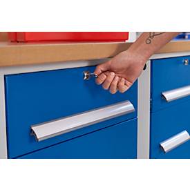 Kastenwerkbank Schäfer Shop Select PWi 150-0, Buche Multiplexplatte, bis 750 kg, B 1500 x T 700 x H 840 mm, Enzianblau