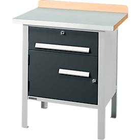 Kastenwerkbank Schäfer Shop Select PWi 75-0, Buche-Dekor Multiplexplatte, mit Stahlabdeckung, bis 750 kg, B 750 x T 700 x H 840 mm