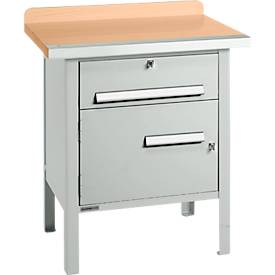 Kastenwerkbank Schäfer Shop Select PWi 75-0, Buche-Dekor Multiplexplatte, mit Stahlkante, bis 750 kg, B 750 x T 700 x H 840 mm