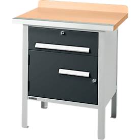 Kastenwerkbank Schäfer Shop Select PWi 75-0, Buche-Dekor Multiplexplatte, mit Stahlkante, bis 750 kg, B 750 x T 700 x H 840 mm