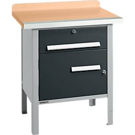 Kastenwerkbank Schäfer Shop Select PWi 75-0, Buche-Dekor Multiplexplatte, mit Stahlkante, bis 750 kg, B 750 x T 700 x H 840 mm