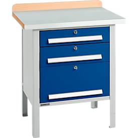 Kastenwerkbank Schäfer Shop Select PWi 75-7, Buche-Dekor Multiplexplatte, mit Stahlabdeckung, bis 750 kg, B 750 x T 700 x H 840 mm