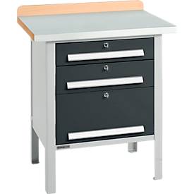 Kastenwerkbank Schäfer Shop Select PWi 75-7, Buche-Dekor Multiplexplatte, mit Stahlabdeckung, bis 750 kg, B 750 x T 700 x H 840 mm