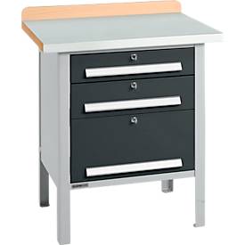 Kastenwerkbank Schäfer Shop Select PWi 75-7, Buche-Dekor Multiplexplatte, mit Stahlabdeckung, bis 750 kg, B 750 x T 700 x H 840 mm