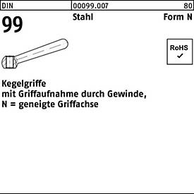 Kegelgriff DIN 99 N 50 M6, Stahl, geneigte Griffachse, Ø 50 mm, Gewindeaufnahme, 10 Stück