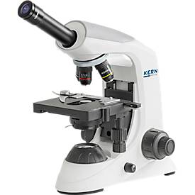 KERN Durchlichtmikroskop OBE-131, monokular, Achromat-Linse 4/10/40/100 x, HWF-Okular 10 x 18 mm, Beleuchtungsstärke 3 W, Netzbetrieb/USB, weiß