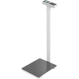 KERN Personenwaage MPK 200K-1P, Wägebereich bis 250 kg, Glaswägeplatte, Stativ, AUTO-OFF-Funktion, Einheitenumschaltung, B 350 x T 370 x H 960 mm, schwarz/weiß