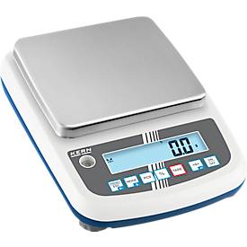 KERN & Sohn Präzisionswaage mit LCD-Display, Umschaltfunktion, Justierprogramm CAL, Wägefläche 190×180 mm, Wägebereich 6000 g, Ablesbarkeit 0,1 g