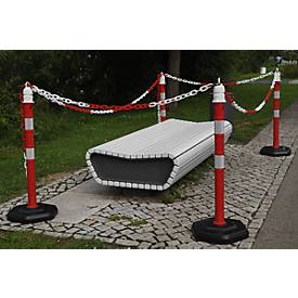 Kettenständerset, 4 Pfosten+4 Ketten, rot-weiß