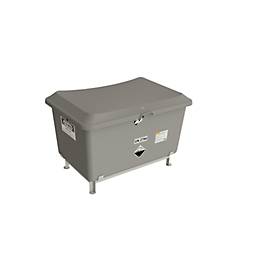 KFZ-Altbatteriebehälter CEMO, Glasfaserverstärkter Kunststoff (GFK)/Stahl, platingrau, B 1200 x T 800 x H 810 mm, 400 l, mit Füßen und Deckel