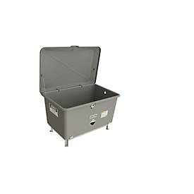 KFZ-Altbatteriebehälter CEMO, Glasfaserverstärkter Kunststoff (GFK)/Stahl, platingrau, B 1200 x T 800 x H 810 mm, 400 l, mit Füßen und Deckel