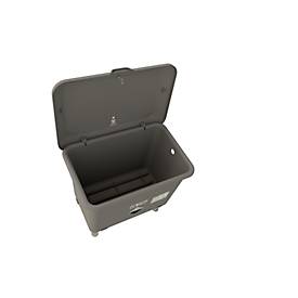 KFZ-Altbatteriebehälter CEMO, Glasfaserverstärkter Kunststoff (GFK)/Stahl, platingrau, B 893 x T 604 x H 779 mm, 200 l, mit Füßen und Deckel