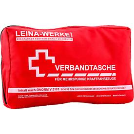 KFZ-Verbandtasche ÖNORM, Nylon, rot, B 240 x T 60 x H 140 mm, Inhalt für mehrspurige Fahrzeuge gem. ÖNORM V 5101