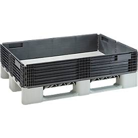 KIGA Kunststoffaufsatzrahmen KIGAFRAME®, L 1200 × B 800 × H 200 mm, stapelbar, PP/PE Recycling-Mix, schwarz