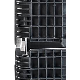 KIGA Kunststoffaufsatzrahmen KIGAFRAME®, L 1200 × B 800 × H 200 mm, stapelbar, PP/PE Recycling-Mix, schwarz